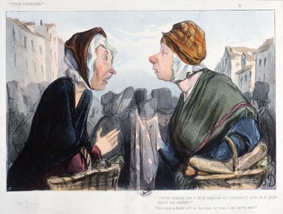 19世紀半ばの「Types Parisiens」の風刺漫画「頭の中のひどい風邪」 作： Honoré Daumier